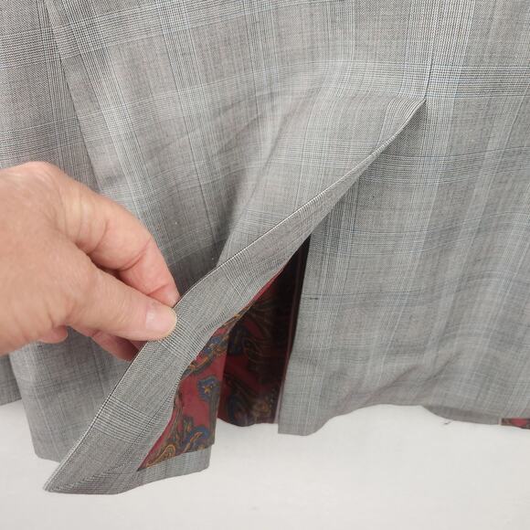 Sam Surin Bespoke Blazer Men 42 Gray Glen Plaid Luxury Wool Italy Jacket EUC - Picture 12 of 16